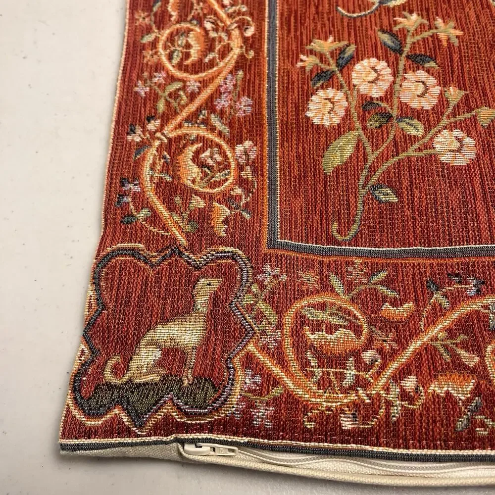 Medieval Fox Tapestry Pillow Cushion Cover Jacquard Woven France Goblus 18x19